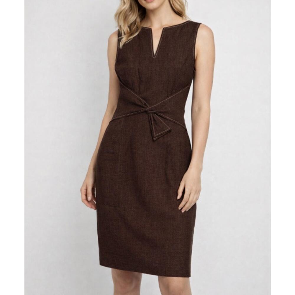 Womens David Meister Chocolate Brown Sleeveless Dress Size 4 EUC!